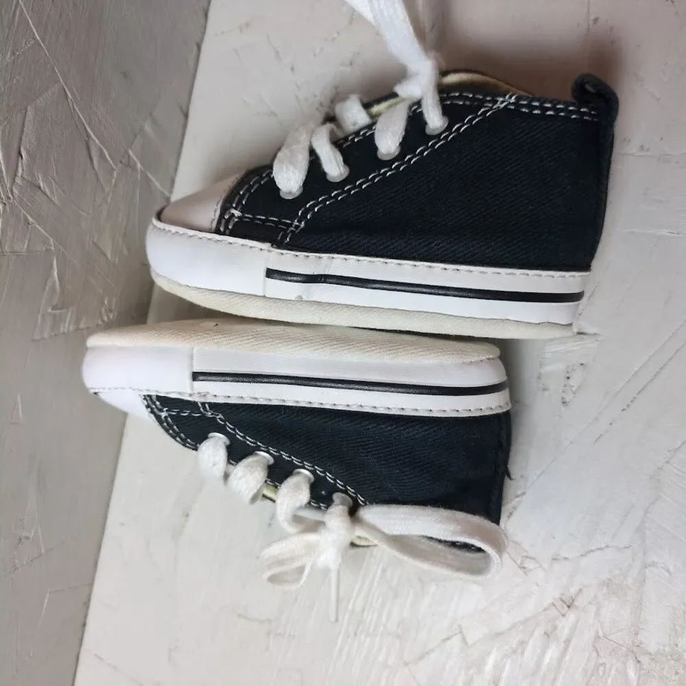 Converse Black Canvas Baby Crib Shoes Infant Size 2 Chuck Taylor All Star